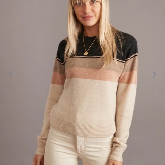 Marine layer Harper Cashmere Crewneck Sweater in Neutral Colorblock - Picture 2 of 7
